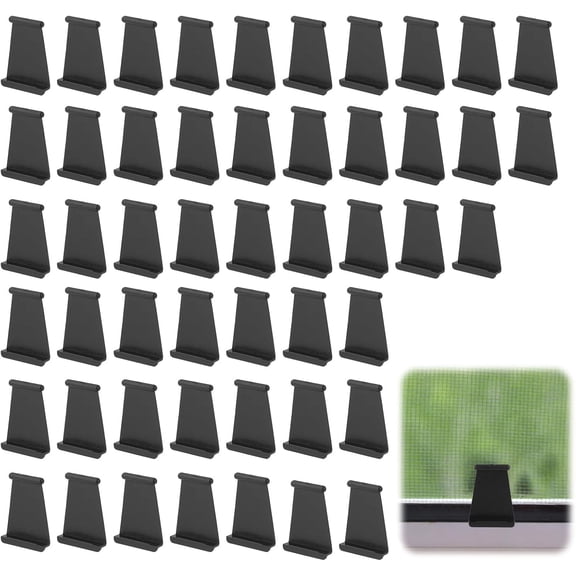 50pcs Window Screen Lift Tabs, Premium Spline Channel Pull Tabs Screen Lift Clips Replacement for Door Windows Frame Parts Installation & Repair (Black)
