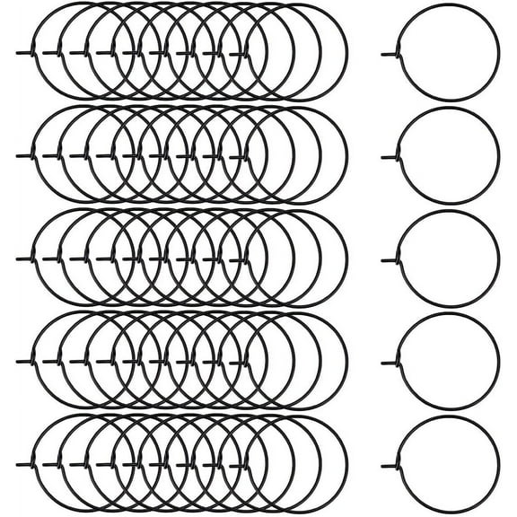 50pcs Wine Charm Rings 20mm 304 Stainless Steel Beading Hoop Rings Black Hoop Ear Wires for Wedding Party Wine Glass Marker Earring Jewelry Making