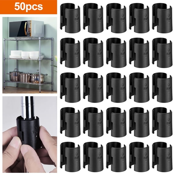 50pcs Wire Shelf Clips, EEEkit Plastic Wire Shelving Shelf Lock Clips Fits 1" Pole Diameter