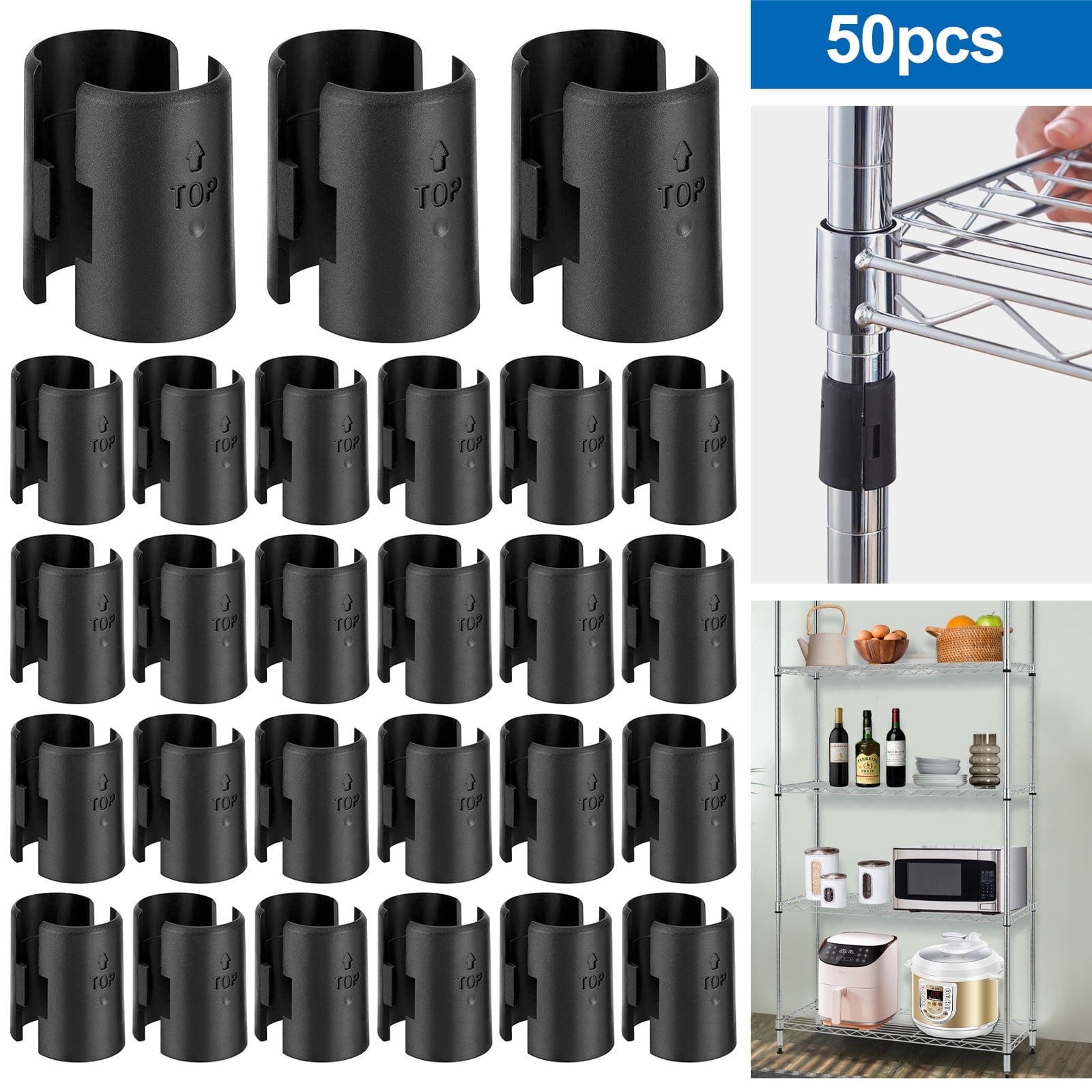 50pcs Wire Shelf Clips, TSV Wire Shelving Shelf Lock Clips for 1" Post