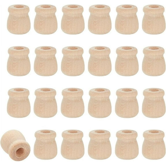 50pcs Wood Candle Holders Unfinished Wooden Candle Cups Candlesticks Holders Wood Bean Pot Candle Cups Wood Dowel Caps for Scroll Invitations Fireplace Decor Diameter: 6mm