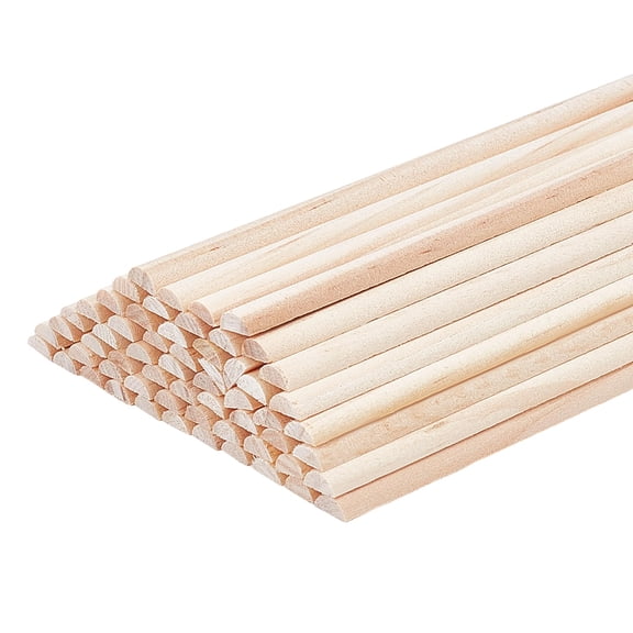 50pcs Wood Craft Sticks Half Round Dowel Rod for Braiding Tapestry Arch Navajo White 15.1x0.7x0.25~0.35cm 50pcs/set