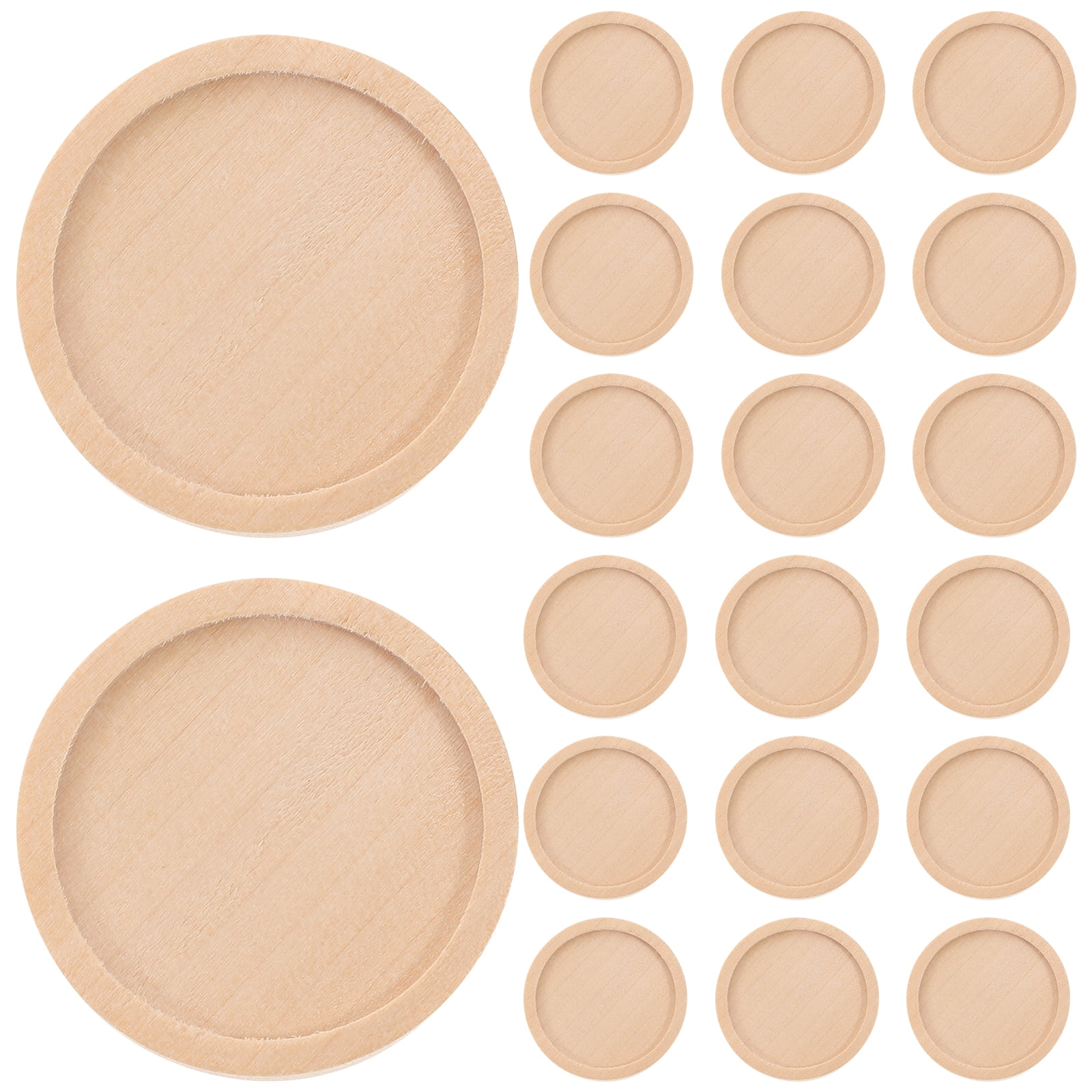 50pcs Wood Round Trays Retro Pendant Base Badge Breastpin Lapel Pin