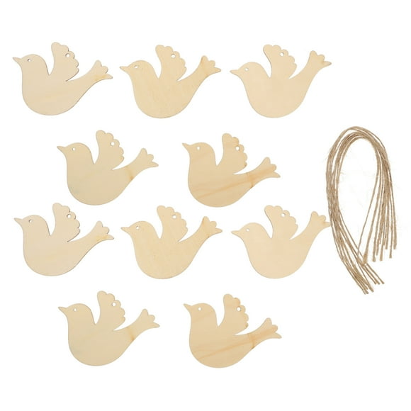 50pcs Wooden Bird Craft Cutouts Unfinished DIY Wood Slices Xmas Hanging Pendants