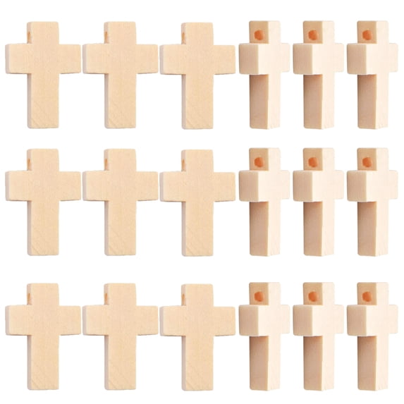 50pcs Wooden Crosses Bulk, Natural Wood Crosses Charms Mini Cross ...