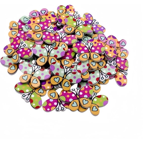 50pcs Wooden Mixed Color Butterfly Shape Buttons - Ideal for Handmade Clothing, Sewing, Scrapbooking, and DIY Crafts
