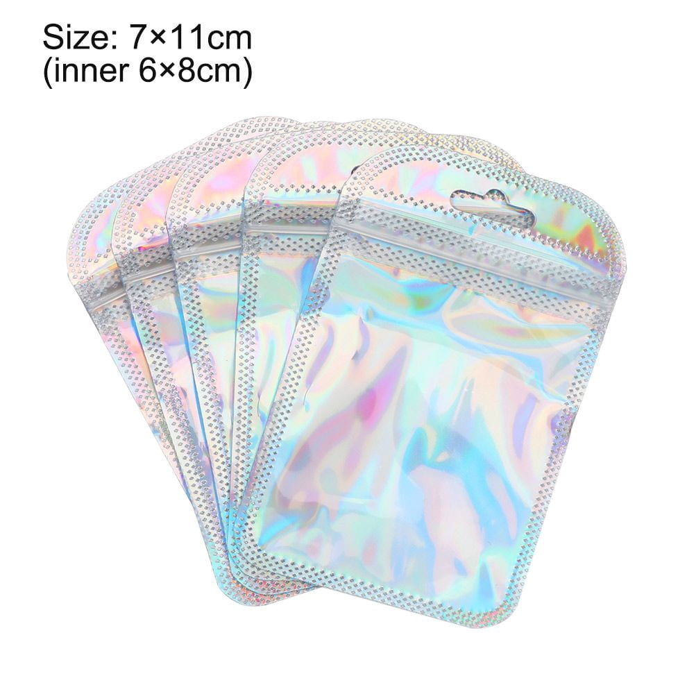 Lock Pouch 50pcs/bag High quality Jewelry Display Iridescent Packaging Bag OPP ...
