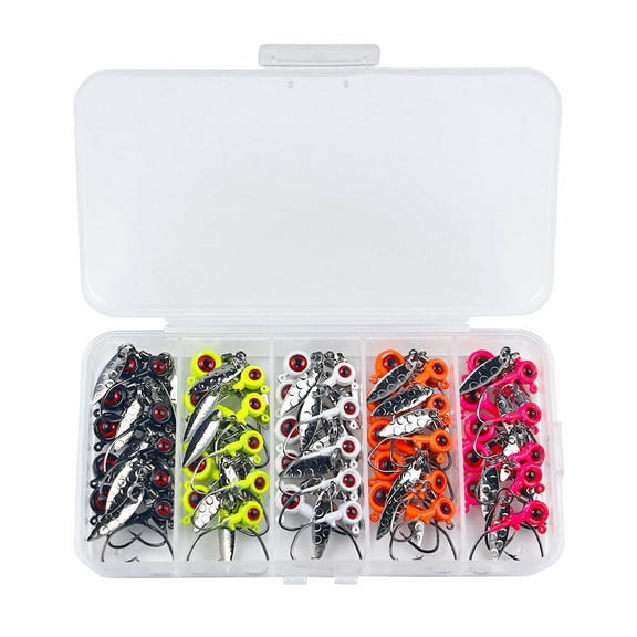 50pcs/box Spoon Lead Jig Head Fishing Hooks Crappie Lure Bait Kit Tackle Set USA