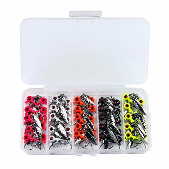 50pcs/box Spoon Lead Jig Head Fishing Hooks Crappie Lure Bait Kit Tackle Set USA