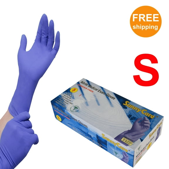 50pcs/box SunnyCare #8701 Nitrile Exam Glove High Risk Heavy Duty 8mil Blue 12" Extended Cuff - Small