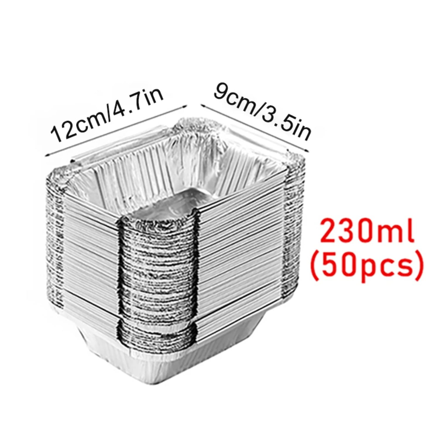 50pcs disposable aluminium foil, various sizes, tin pans are perfect for cooking, heating, storing and preparing food.