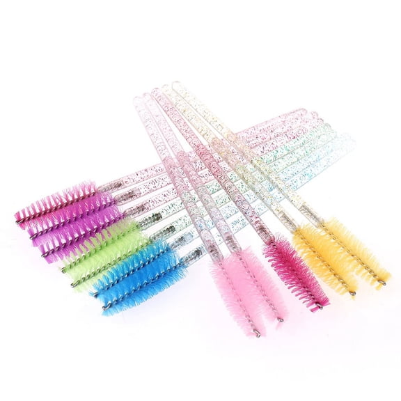 50pcs disposable eyelash brush with crystal rod eyebrow comb makeup brush