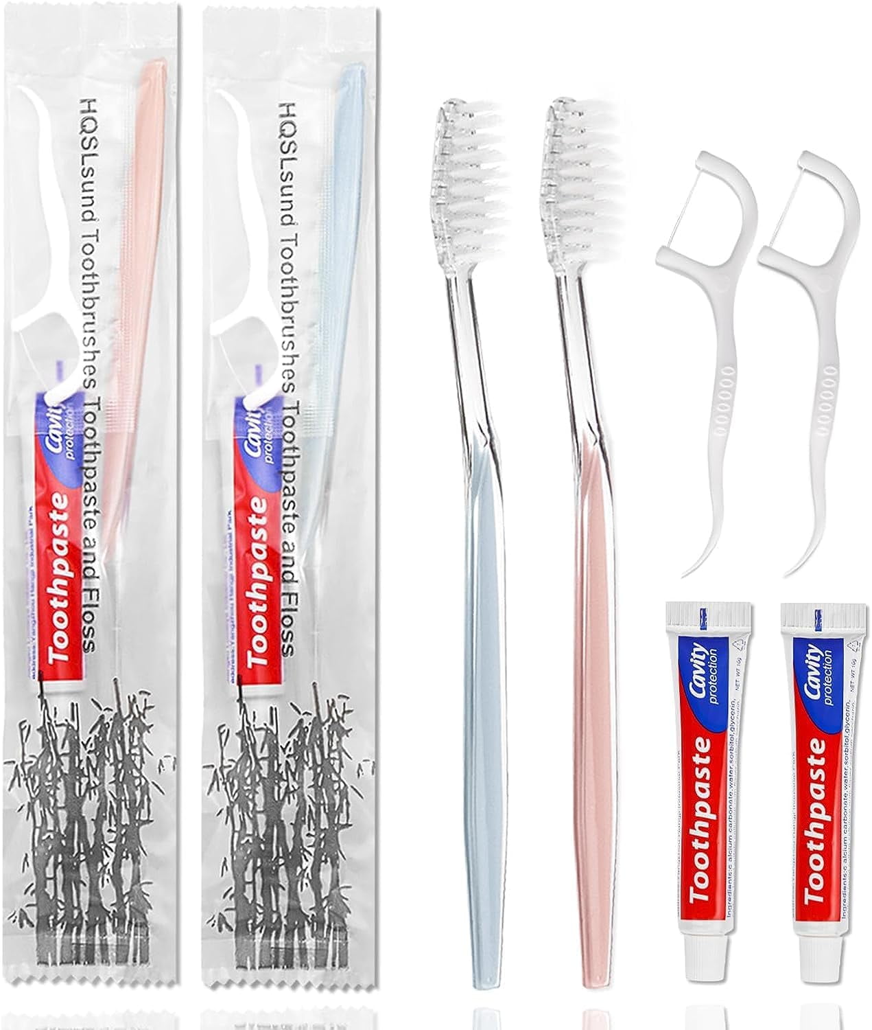 50pcs isposable Toothbrushes with Toothpaste Floss Iniviually Wrappe, 2 ...