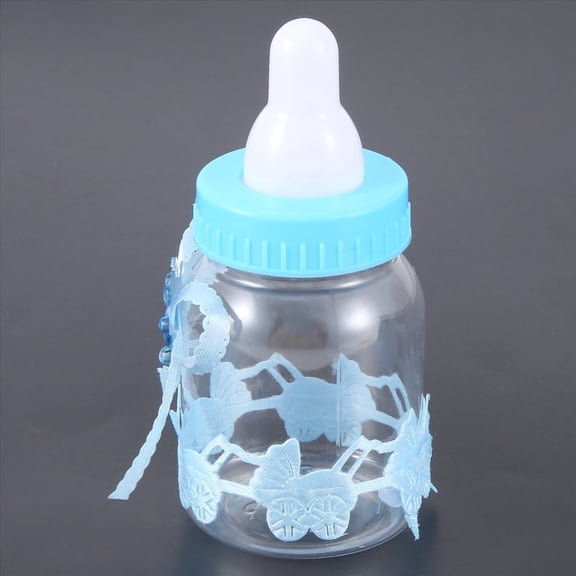 50pcs/lot Baby Bottle Candy Box Party Supplies Feeding Wedding Favors and Gifts Shower Baptism Decoration (light blue) 9*4cm