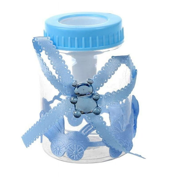 50pcs/lot Baby Bottle Candy Box Supplies Baby Feeding Bottle Wedding Favors and Gifts Box Baby Shower Baptism Decoration (light blue) 9*4cm