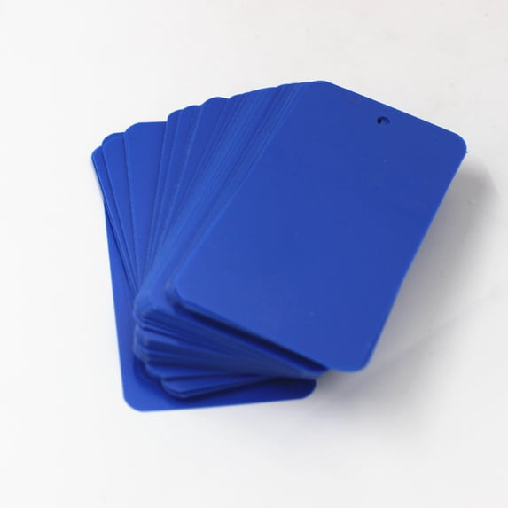 50pcs/lot Blank Matte PVC Tags Plastics Waterproofing Multicolor Hang Tag Garment Clear Plastic With Hole Frosted Plastic Tag blue 5x9cm