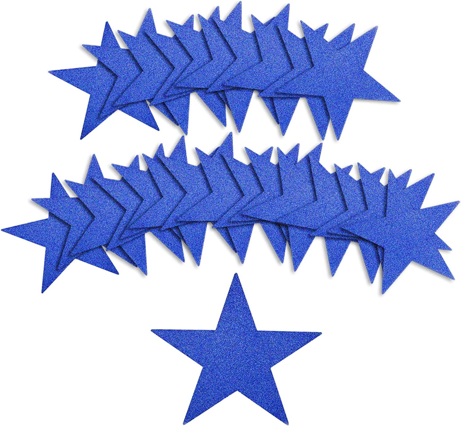 50pcs&nbsp;Glitter Star Cutouts, 6inch Twinkle Star Glitter Paper Confetti Star Shape Paper Cut Outs for Bulletin Board Classroom Wall Party Supplies (Blue)