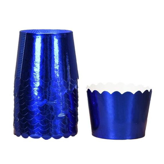 50pcs solid color cake cupcake baking paper cupcake mold cake containerBlue