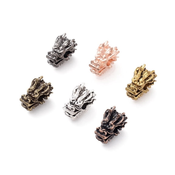 50pcs style Alloy Beads Dragon Head Mixed color 12x7.5x8mm Hole: 3mm
