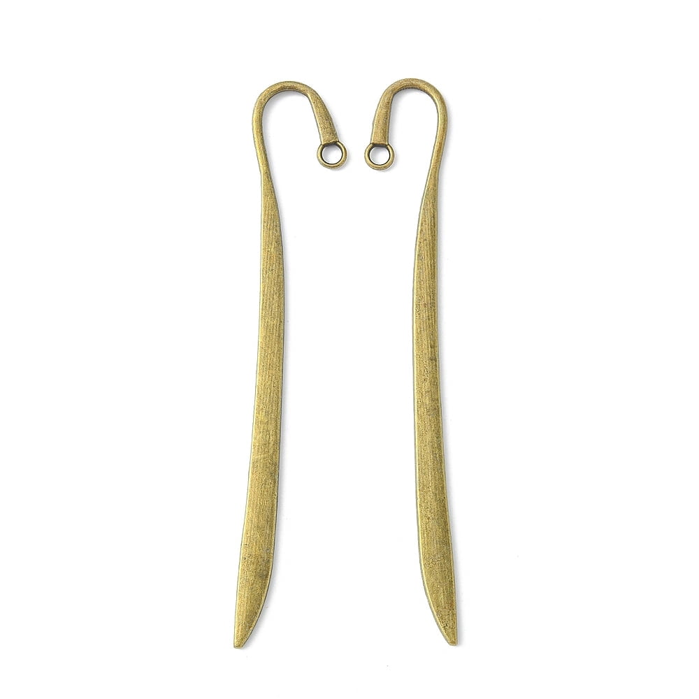 50pcs style Bookmarks Cadmium Free & Nickel Free & Lead Free Feather Antique Bronze 118x20x2.5mm Hole: 4mm