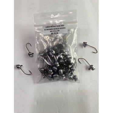 50-Pack Unpainted Wedge Jig Heads – No Collar – Mixed Sizes & Hooks (1/16oz, 1/8oz)