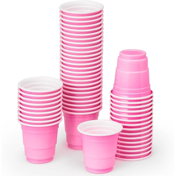 50pk Pink Plastic Shot Glasses - Matte Disposable 2oz Cups