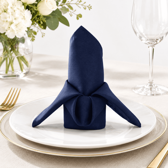 50polyester Cloth Napk- 17 X 17 Inch Navy Dinner Washable With Hemmed ...