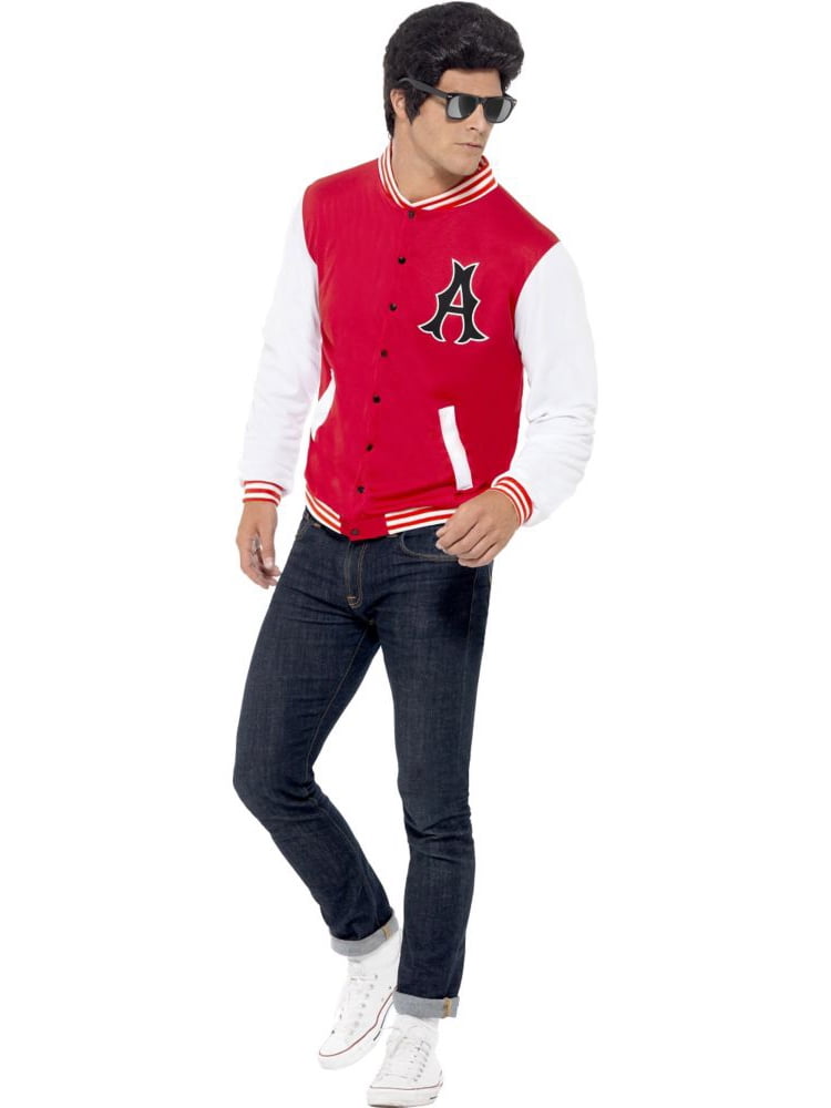 50s College Jock Letterman Jacket Adult Red White 50s College Jock Letterman Jacket Adult Red White