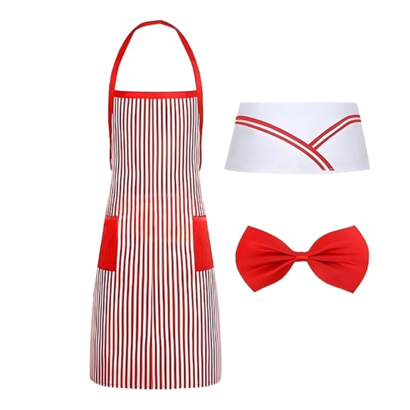 50s Diner Waitress Set with Popcorn Earrings for Carnival Themed Parties