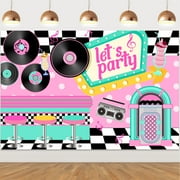 50s Party Decoration 1950s Rock and Roll Party Decoration for Adults with Let s Party Backdrop Music Note Balloon for Retro 50s 60s Party