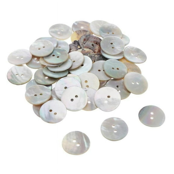50s / Set Pearl Shells Round Button Buttons Needlework Two Hole Shell Buttons 20mm