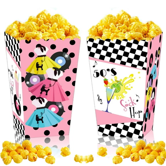 50s Sock Hop Party Popcorn Boxes 50s Theme Party Decorations 1950s Decorations 1950s Rock N Roll Party Boxes