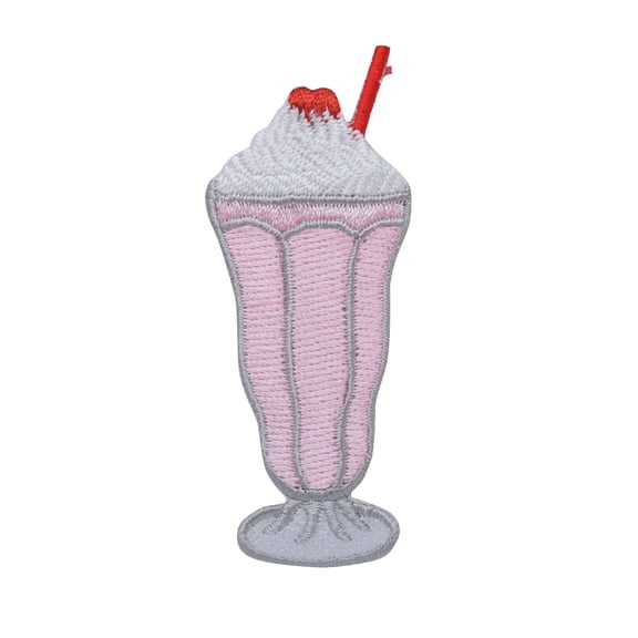 50s - Soda Shoppe - Pink Milkshake - Ice Cream Iron on Applique/Embroidered Patch