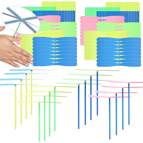 50set Flying Helicopter Toys Set, 50 Propeller+ 50 Rod,Hand Helicopter, Party Favors Outdoor Toy for Kids Ages 4-8, Gift Summer Outside Yard Activities Birthday Gifts 3 5 6 Year Old Girl Boys