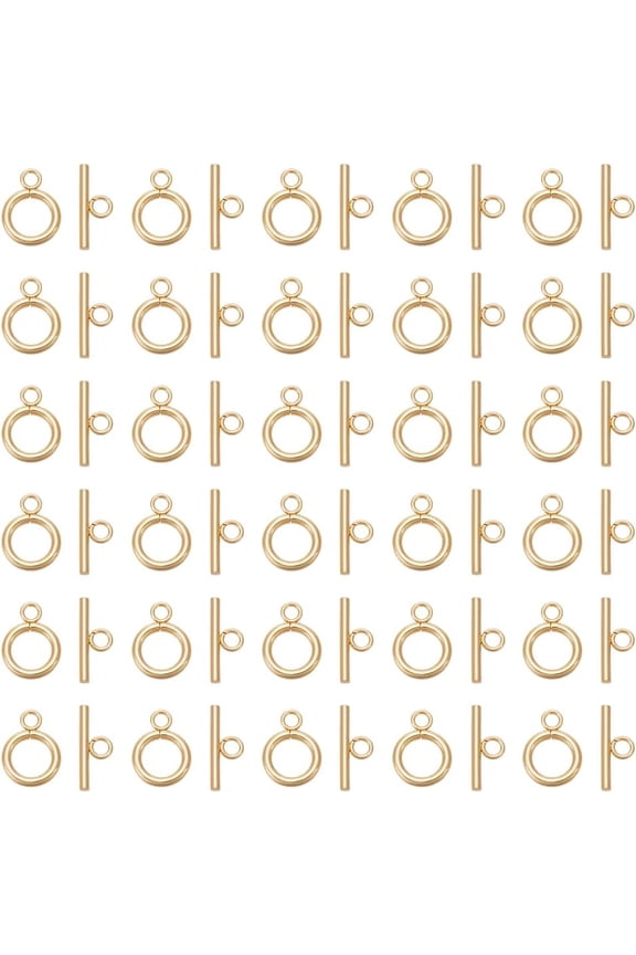 50sets 50 Sets 304 Stainless Steel Toggle Clasps Golden Bar and Ring Clasps Neckalce Clasps Jewelry Clasp for Bracelet Necklace Jewelry Making