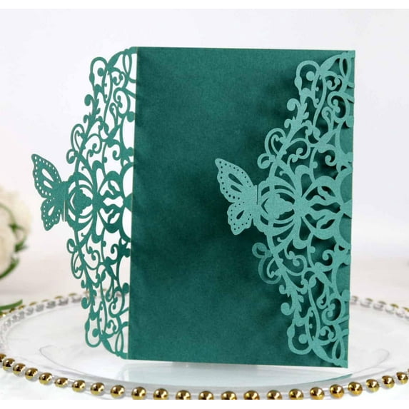 50sets Wedding Invitations Cards Laser Cut Butterfly Flower Multi Color Decor Gift Greeting Card RSVP Party Favor Decoration