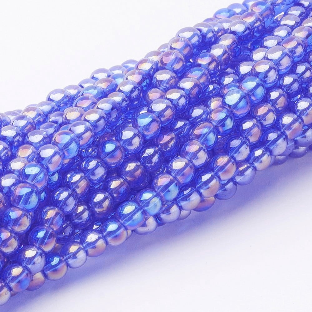 50strands Glass Bead Strands Round AB color Royal Blue 6mm Hole: 1mm about 50pcs/strand 13 inch