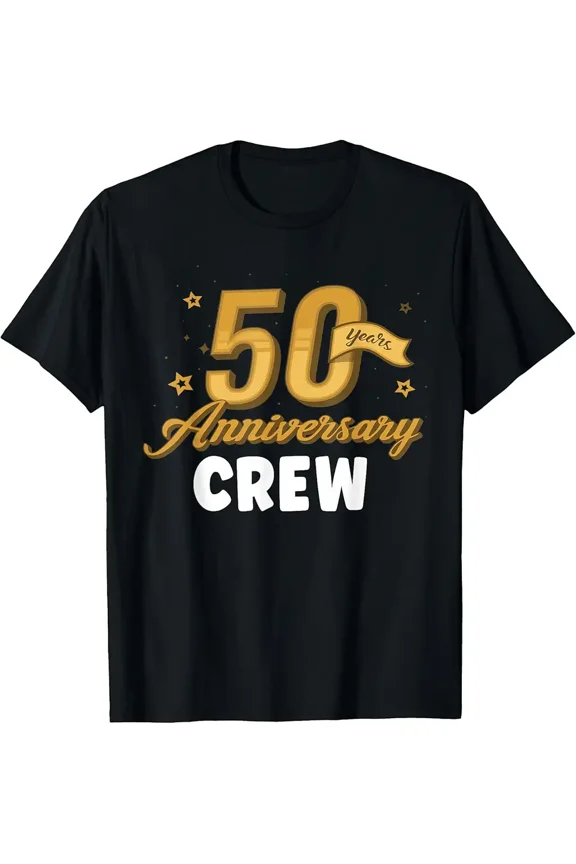 50th Anniversary 50 years of Marriage Golden Wedding Crew Top Unisex T-Shirt, up to Size 5XL