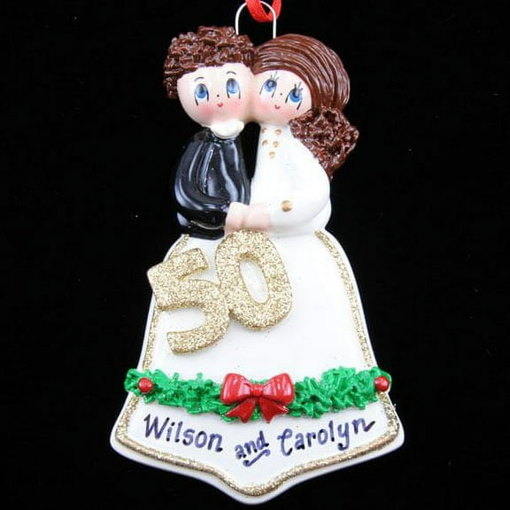 50th Anniversary Bell Couple Personalized Christmas Ornament DO-IT-YOURSELF