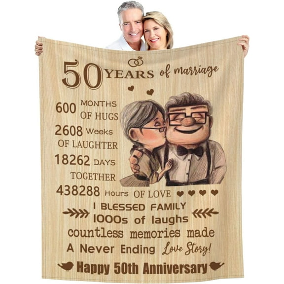 50th Anniversary Blanket Gifts - Gift for 50th Wedding Anniversary - 50 Years of Marriage Gifts for Dad Mom Friends Grandparents - 7th Wedding Anniversary Blanket Gifts for Husband Wife