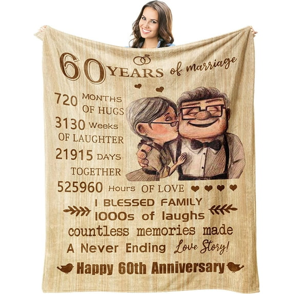 50th Anniversary Blanket Gifts - Gift for 50th Wedding Anniversary - Golden 50 Years of Marriage Gifts for Dad, Mom, Grandpa, Grandma, Grandparents - 50th for Husband Wife 60"X 50"