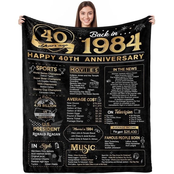 50th Anniversary Blanket Gifts Gift for 50th Wedding Anniversary Golden 50 Years of Marriage Gifts for Mom Dad Grandma Grandpa 50th for Wife Husband Throw Blankets 60Lx50W Inch Gold