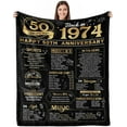 thumbnail image 1 of 50th Anniversary Blanket Gifts Gift for 50th Wedding Anniversary Golden 50 Years of Marriage Gifts for Mom Dad Grandma Grandpa 50th for Wife Husband Throw Blankets 60Lx50W Inch Gold, 1 of 5