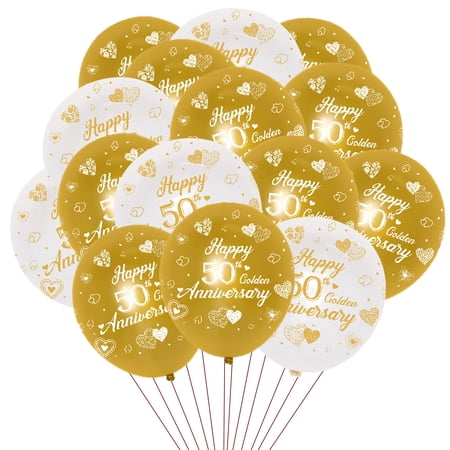50th Anniversary Decorations, Happy 50th Golden Anniversary Party, Gold And White Latex Balloons 20pcs For 50th Wedding Anniversary Party Decorations Supplies