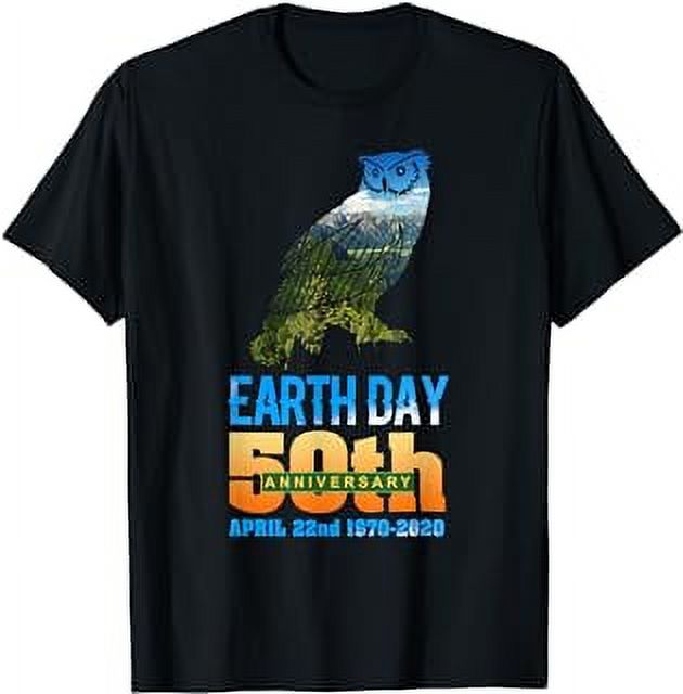 50th Anniversary Earth Day Gift Owl Silhouette TShirt