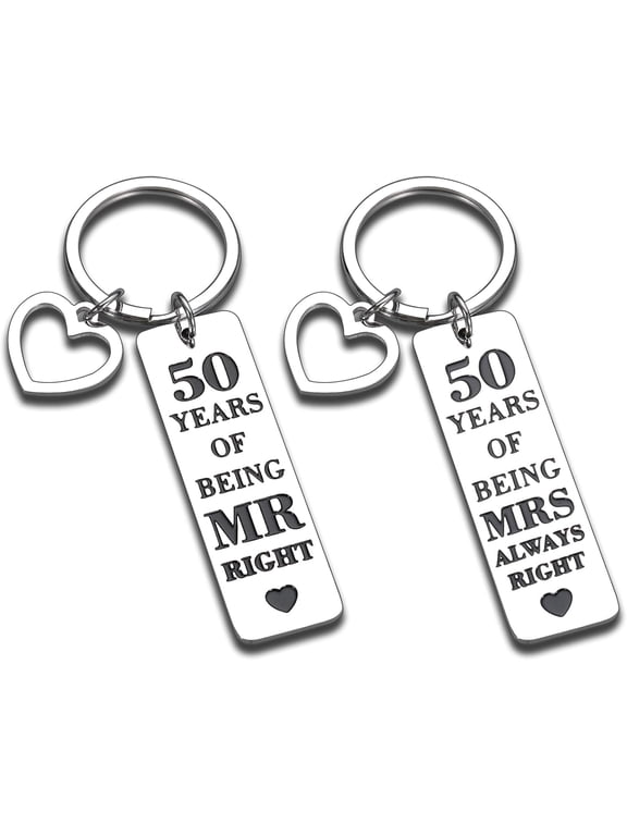 50th Anniversary Giftss, 50th Anniversary for Couple Keychain Anniversary for Men Women 50th Anniversary Decorations 50th Wedding Anniversary Giftss for Wife Husband Couple Christmas Birthday Gifts