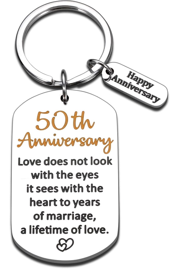 50th Anniversary Giftss for Men Women Anniversary Giftss for Couple 50th Wedding Anniversary Giftss for Parents Happy Anniversary Decorations Keychain Christmas Valentines Gifts for Wife