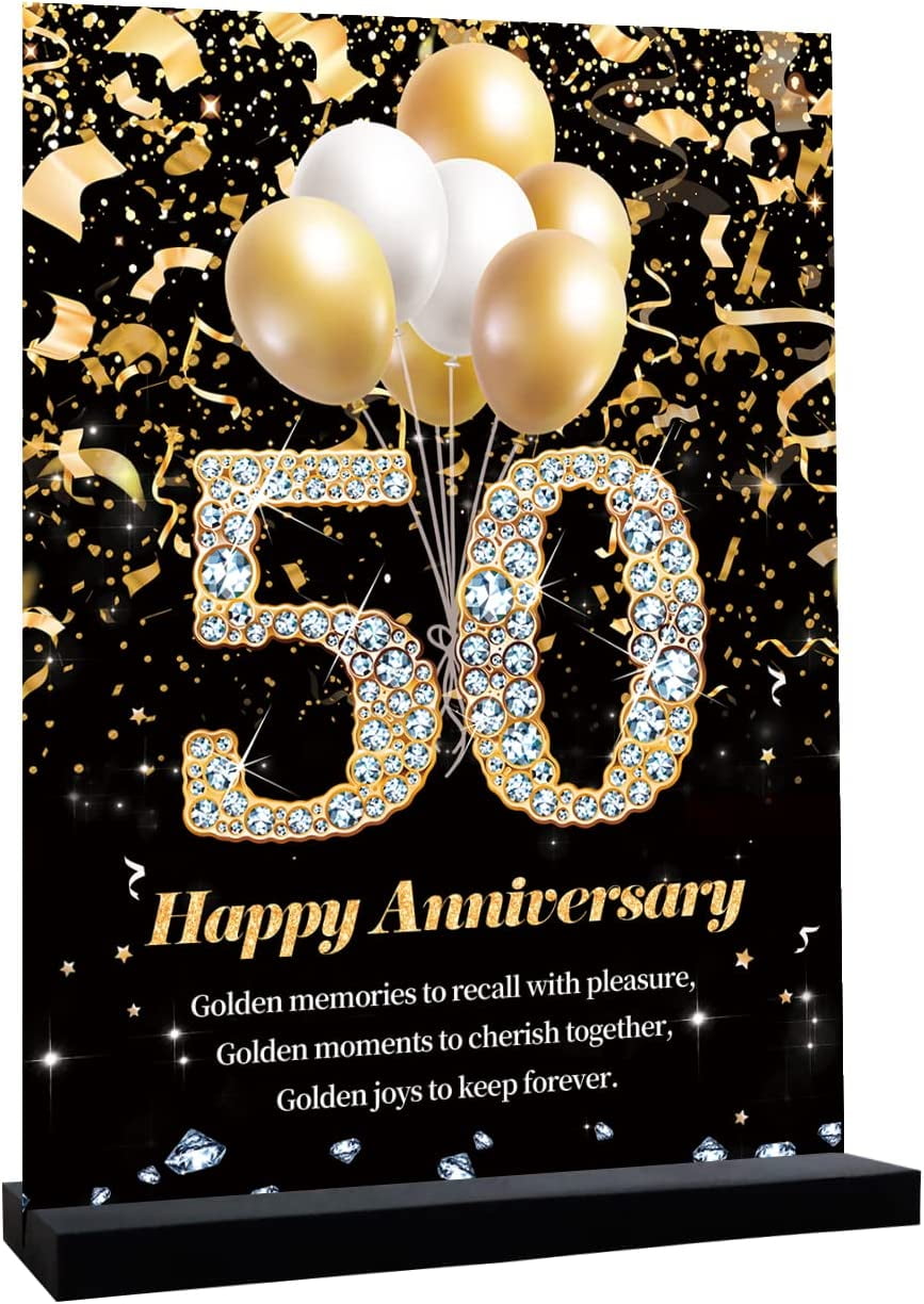 50th Anniversary Party Decorations - Elegant Black Gold Acrylic Table ...