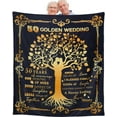 thumbnail image 1 of 50th Anniversary Throw Blanket Gifts 50th Golden Wedding for Couple Parents Grandparents Friends Golden 50 Years of Marriage Gift Ideas Throw Blankets 60"X 50", 1 of 6