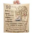 thumbnail image 1 of 50th Anniversary Throw Blanket Gifts 50th Golden Wedding for Couple Parents Grandparents Friends Golden 50 Years of Marriage Gift Ideas Throw Blankets 60"X 50", 1 of 6